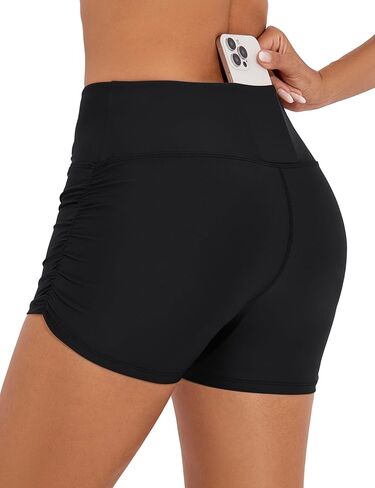 Women's 3" Swim Shorts High Waist Bathing Suit Bottoms Ruched Side Board Shorts in Kuwait