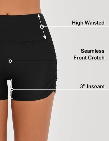 Women's 3" Swim Shorts High Waist Bathing Suit Bottoms Ruched Side Board Shorts in Kuwait