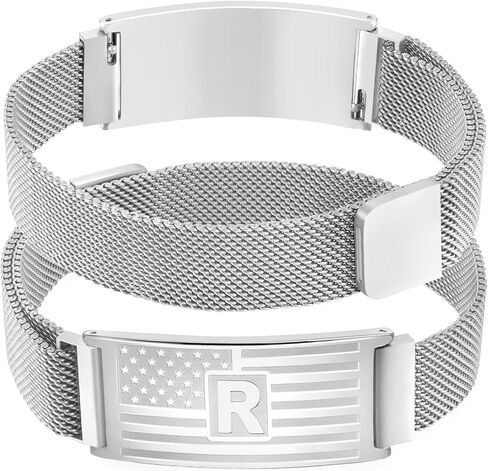 DouDiner Graduation Gifts-Initials Bracelet for Men,A-Z Capital Letters American Flag Stainless Steel Bracelet Jewelry Gift,Graduation Gifts for Him Men in Saudi Arabia