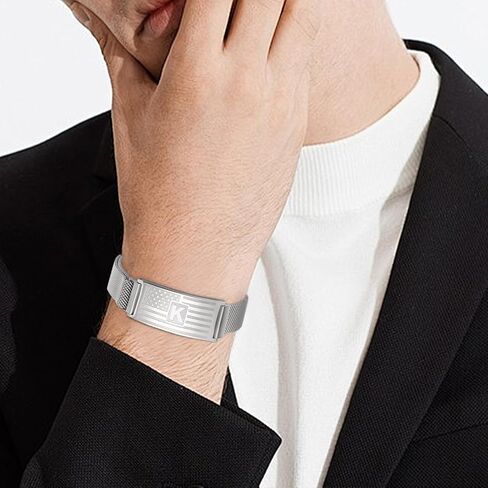 DouDiner Graduation Gifts-Initials Bracelet for Men,A-Z Capital Letters American Flag Stainless Steel Bracelet Jewelry Gift,Graduation Gifts for Him Men in Saudi Arabia