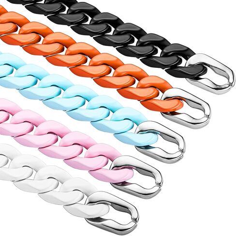 Thick Enamel Cuban Link Bracelet for Men Women,Alloy Light Weight Chunky Colorful Preppy Bracelets,Hip Hop Urban Street-Wear Jewelry in Saudi Arabia