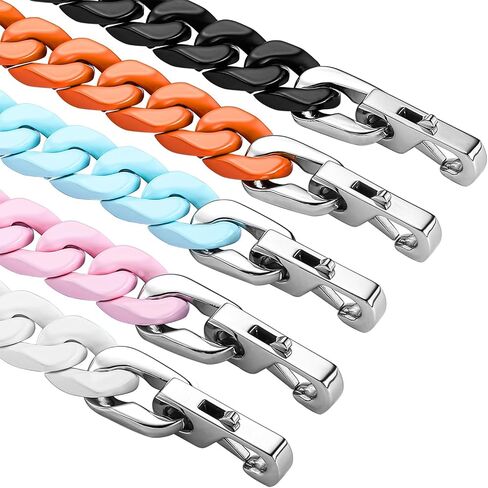 Thick Enamel Cuban Link Bracelet for Men Women,Alloy Light Weight Chunky Colorful Preppy Bracelets,Hip Hop Urban Street-Wear Jewelry in Saudi Arabia