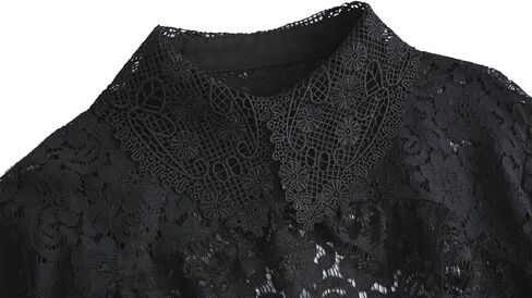 Mrotrida Women's Detachable Shirt Fake Collar Puff Long Sleeve Fake Collar Tops Hollow Out Eyelash Floral Lace Collar in Kuwait