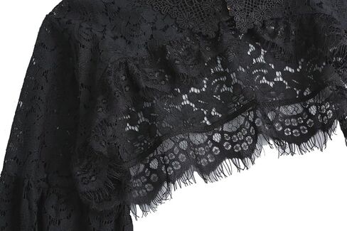 Mrotrida Women's Detachable Shirt Fake Collar Puff Long Sleeve Fake Collar Tops Hollow Out Eyelash Floral Lace Collar in Kuwait
