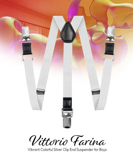 Boy's Silver Clip End Suspenders - Adjustable Elastic Suspenders for Boys in Saudi Arabia