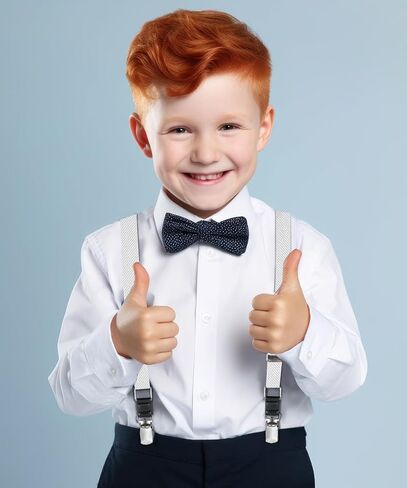 Boy's Silver Clip End Suspenders - Adjustable Elastic Suspenders for Boys in Saudi Arabia