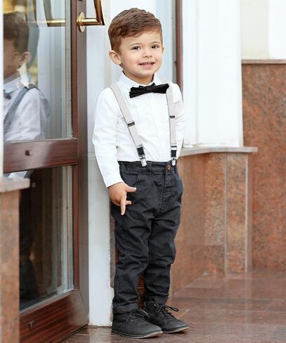 Boy's Silver Clip End Suspenders - Adjustable Elastic Suspenders for Boys in Saudi Arabia