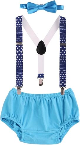 IWEMEK Child Baby Boys Adjustable Elastic Clip Y Back Suspenders Bowtie Outfit First Birthday Cake Smash Bloomers Clothes set in Saudi Arabia