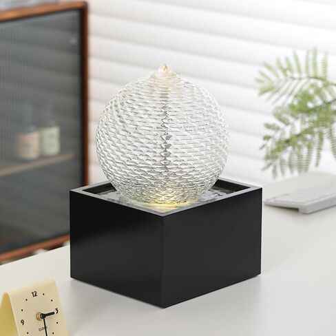 Indoor Water Feature Tabletop Ceramic Fountain Home Kitchen Office Decoration Modern Design Style (white) in Kuwait