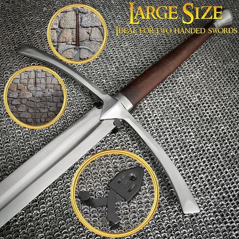 Mythrojan Metal Single Sword Wall Mounts Vertical Sword Mount Display Wall Hanger Adjustable Multifunctional Mount Wall Décor Rack for Axe, Knives - Silver, Packs of 2 in Kuwait