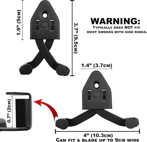 Mythrojan Metal Single Sword Wall Mounts Vertical Sword Mount Display Wall Hanger Adjustable Multifunctional Mount Wall Décor Rack for Axe, Knives - Silver, Packs of 2 in Kuwait