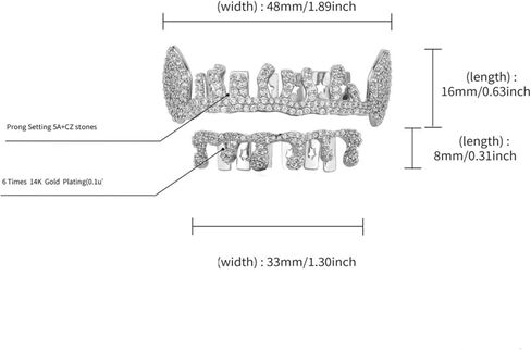 Grillz gold teeth Grills for Men Women, 18KGold-plated brass Hip Hop Silver Gold Grills for your teeth Top and Bottom, street Rapper Costume Mouth Grillz with Silicone Molding Bars in Saudi Arabia