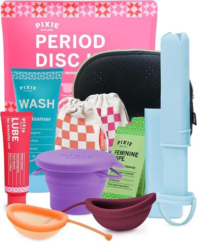Pixie Menstrual Disc & Disc Applicator Kit - No Metals or Toxins - 100% Medical-Grade Silicone - Best Period Disc Starter Kit - Inserts Like a Tampon - Proven to Become Successful Menstrual Disc User in Kuwait