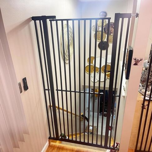 SHYUJAJIE 71 inch Extra Tall Cat Pet Gate Baby Gate Adjustable 29.13" and 45.63" Wide Pressure Mounted Walk Through Swing Safety Pet Gates Child Gate for Stairs, Doorway, House (71 * 45inch) in Saudi Arabia
