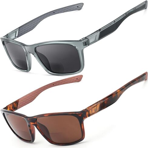 Missfive 2-pack Mens Ultimate BifoCal Grasshes مع القراء المدمجون في إطار الغلاف الرياضي المطورة ، ونظارات القيادة والقراءة UV400 لـ Outdoor +2.5 in Kuwait