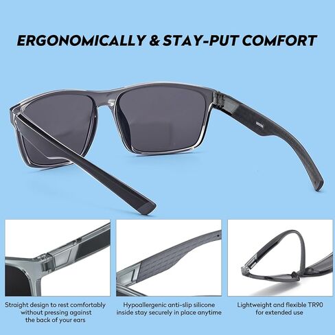 Missfive 2-pack Mens Ultimate BifoCal Grasshes مع القراء المدمجون في إطار الغلاف الرياضي المطورة ، ونظارات القيادة والقراءة UV400 لـ Outdoor +2.5 in Kuwait