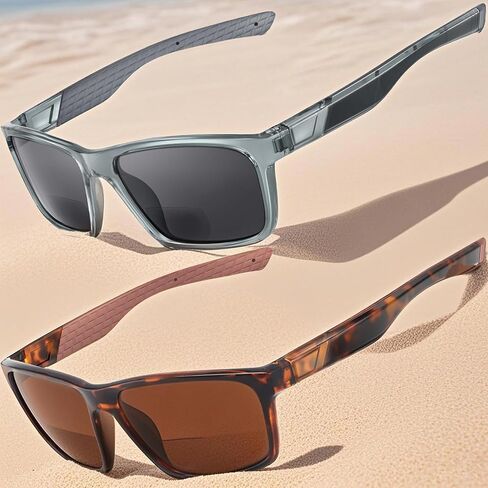 Missfive 2-pack Mens Ultimate BifoCal Grasshes مع القراء المدمجون في إطار الغلاف الرياضي المطورة ، ونظارات القيادة والقراءة UV400 لـ Outdoor +2.5 in Kuwait