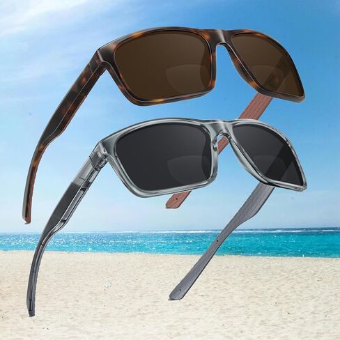 Missfive 2-pack Mens Ultimate BifoCal Grasshes مع القراء المدمجون في إطار الغلاف الرياضي المطورة ، ونظارات القيادة والقراءة UV400 لـ Outdoor +2.5 in Kuwait