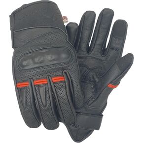 Men's Goatskin Touchscreen Leather Motorcycle Biker Trucker Work Gloves CE Armored Protective Knuckles Padded Palms
