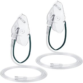 Geiserailie 2 Pack L Size Size Mask مع 6.6 FT أنابيب وحزام مرن قابل للتعديل ، قناع الأكسجين البالغ مع أنابيب ، أقنعة أكسجين شفافة للوجه البالغ