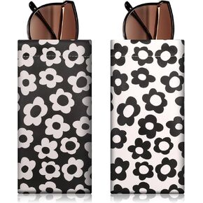 2 Pcs Portable Squeeze Top Glasses Cases Soft PU Leather Pouch Cute Sunglasses Pouch Bag Sunglass Eyeglass Glasses Case Reading Eyeglasses Accessories for Men Women Girls