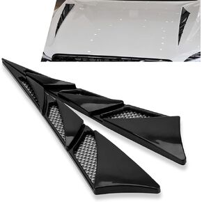 2 PCS Car Hood Vent Cover, Waterproof and Beautiful Vehicle Fender Protector, Airflow Side Vent Shark Spoiler Trim Cover, Suitable for Most Cars (Black)