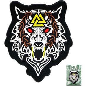 Viking Wolf Tactical PVC Patch Viking Wolf Badge Sew On Patches Hook-Back Adhesion