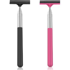 Side Mirror Squeegee ، 2 PCS قابلة للسحب مرآة مرآة قابلة للسحب ، وملحقات السيارات الصغيرة والمحمولة من أجل الطقس الضبابي الممطر ، وملحقات مرآة الرؤية الخلفية العالمية (أسود/وردي)