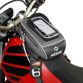 Motorcycle Gas Tank Bag, Detachable Anti-slip Base Portable, 5 Reinforced Straps, Motorcycle Leg Waist Bag Storage Bag Universal for Men Women Cycling Hiking Running Adventure Dual Sport,Black