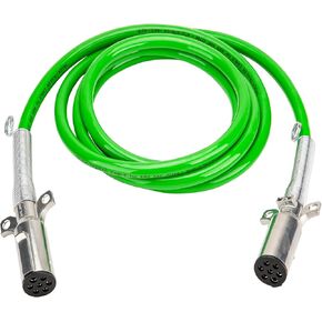 12Ft 7 Way ABS Cord, Heavy Duty Electrical Cable, 7 Way Coiled Trailer Cord for Semi Trucks Trailer Tractor (Set: Green)