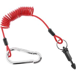 4FT Trailer Breakaway Cable, Stainless Steel Spring Towing Brake Away Coiled Wire Strap with Pin, Automotive Brake Safety Wire Accessories, Universal for RV Trailer Camper Emergency