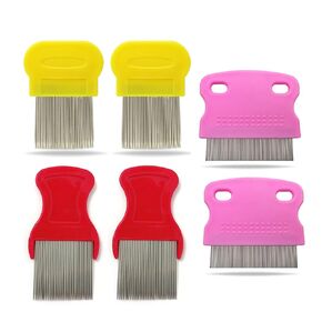 55 TRENDS 6x Hair Nit Combs - Remove Head Nits, Fine Stainless Steel Teeth, Set for Pets, Kids & Adults