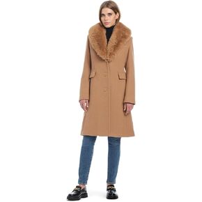 kate spade new york Women's Wool Blend Coat with Removable Faux Fur Collar