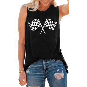 قمم لسباق الخزانات للنساء: العلم المتقلب قميص سيارات قميص عاشق العاشق القمصان الصيفية يوم السباق الصيف سترة in Kuwait