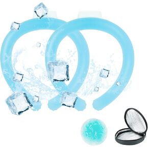 2 Pcs Neck Cooling Tube with Insulated Bag and Ice Pack, Reusable Ice Cooler Wearable Body Cooling Products, Neck Coolers for Golfer Hot Weather