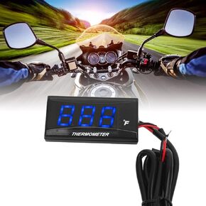 مقياس درجة حرارة مياه دراجة نارية ، مقياس حرارة المياه الرقمية فهرنهايت مقياس درجة حرارة شاشة LCD رقيقة شاشة ABS عداد درجة حرارة الماء لتعديل DC12V