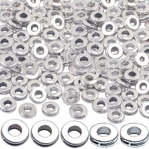 Rondelle Spacer Beads, 200pcs 6mm Flat Round Spacer Beads Metal Rondelle Spacer Beads Craft Supplies for DIY Jewelry Making, Antique Golden, Antique Silver, Antique Bronze, Copper in Kuwait