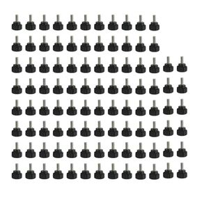 Lyshujli 100Pcs M4 x 10 mm Carbon Steel Threaded Knurled Thumbscrews,Round Head Grip Knobs Thumb Screws Clamping Screw Mounting Monitor Computer Screws
