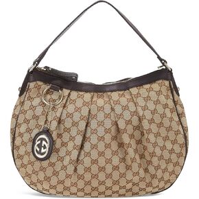 WHAT GOES AROUND COMES AROUND Women's Pre-Loved Gucci Brown Canvas Sukey Hobo Bag