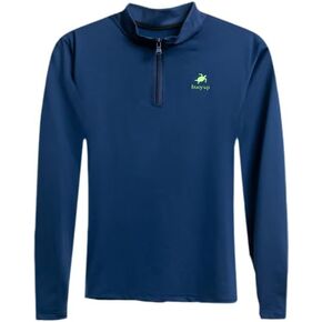 Men's Performance Quarter-Zip Pullover, Performance Athletic Long Sleeve Mock Neck Moisture (Light Navy)