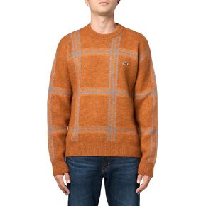 Lacoste Men's Unisex Relaxed Fit Tartan Pattern Blend Wool Sweater