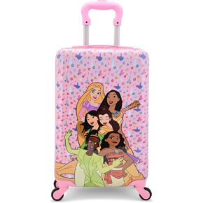 Disney Princess 20" Hardshell Luggage - Tiana Rapunzel Moana Pocahontas Cute & Durable Hard-side Suitcase for Travel with Spinner Wheels 20"x12"x8"