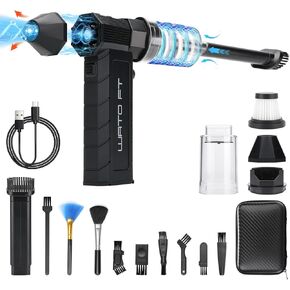 2-in-1 Cordless Air Duster & Vacuum Cleaner - 180,000 RPM Adjustable Speed Portable Dust Blower for Keyboard, Camera, Home & Office Use