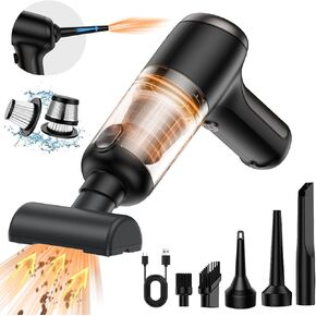 Mini Handheld Car Vacuum Cleaner/Air Duster/Blower/Hand Pump ، 18000 PA محرك عالي الطاقة بدون فرش ، مكنسة لوحة مفاتيح محمولة مع Multi Nozzles للمنزل ، المكتب ، الكمبيوتر (Silver)