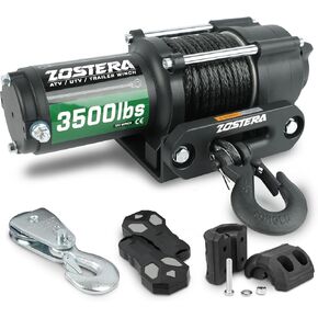 3500lbs ATV/UTV Winch with Synthetic Rope, Electric Boat Trailer Winch 12V, Waterproof Winch with 2 Wireless Remotes &3''x20' Recovery Tow Strap