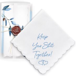 W&F GIFT Handkerchief - 12" x 12" - Something Blue for Bride on Wedding Day - Fun Gift