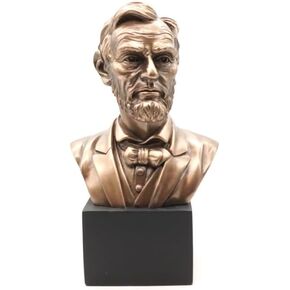 RUSTIX Abraham Lincoln Bust Statue | 9" Tall Hand-Painted Resin Sculpture | 16th U.S. President Figurine | American Presidents Collectible | Civil War Memorabilia | Presidential Desk Décor