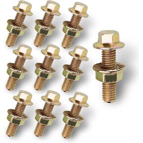 10PCS Exhaust Manifold Bolt Kit – High-Strength Carbon Steel, 0.7" x 1.45", hex Flange nut Screws (Non-Slip). Gold-Plated, Universal fit for Most car Models (Gold)