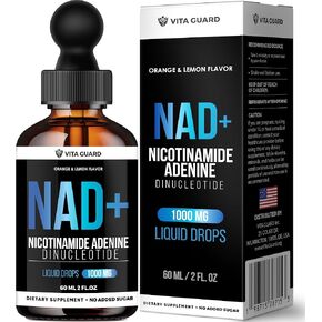 Pure NAD+ Supplements 1000mg Liquid Drops for Women & Man | Nicotinamide Adenine Similar to Nicotinamide Riboside NAD Plus Boosting Supplement - Natural Lemon & Orange Flavor