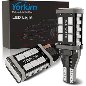 Yorkim 912 921 LED Bulb, Backup Light Bulbs High Power 2835 15-SMD Chipsets Extremely Bright Error Free T15 906 W16W for Back Up, Reverse, Tail, Brake Lights, 6000K White, Pack of 2